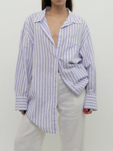 Modern x H&M Purple Stripe Linen Button-Up (S-L)