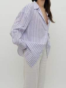 Modern x H&M Purple Stripe Linen Button-Up (S-L)