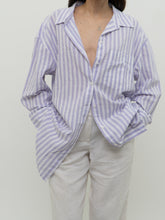 Load image into Gallery viewer, Modern x H&amp;M Purple Stripe Linen Button-Up (S-L)