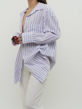 Load image into Gallery viewer, Modern x H&amp;M Purple Stripe Linen Button-Up (S-L)