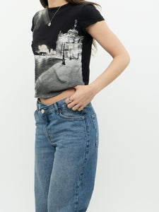 Vintage x Landscape Cropped Shimmer Baby Tee (XS)