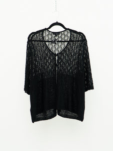 Vintage x Black Knit Short Sleeve Cardigan (L-3XL)