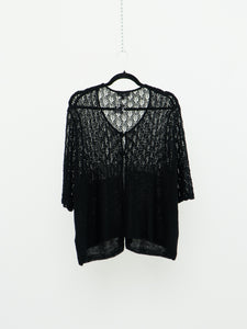 Vintage x Black Knit Short Sleeve Cardigan (L-3XL)