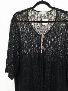 Vintage x Black Knit Short Sleeve Cardigan (L-3XL)