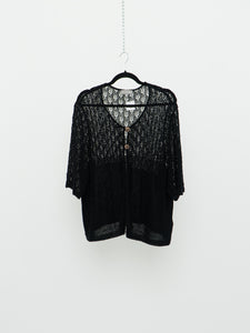 Vintage x Black Knit Short Sleeve Cardigan (L-3XL)