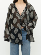 Load image into Gallery viewer, Vintage x Made in Korea x Sheer Black &amp; Silver Patterned Buttonup (XS-XXL)