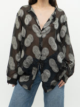 Load image into Gallery viewer, Vintage x Made in Korea x Sheer Black &amp; Silver Patterned Buttonup (XS-XXL)