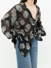 Load image into Gallery viewer, Vintage x Made in Korea x Sheer Black &amp; Silver Patterned Buttonup (XS-XXL)