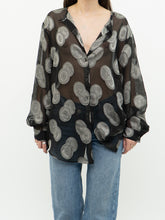 Load image into Gallery viewer, Vintage x Made in Korea x Sheer Black &amp; Silver Patterned Buttonup (XS-XXL)