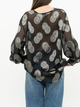 Load image into Gallery viewer, Vintage x Made in Korea x Sheer Black &amp; Silver Patterned Buttonup (XS-XXL)