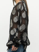 Load image into Gallery viewer, Vintage x Made in Korea x Sheer Black &amp; Silver Patterned Buttonup (XS-XXL)