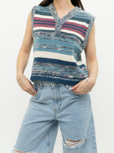 Load image into Gallery viewer, Vintage x Heathered Blue Striped Knit Vest (XS-M)