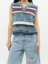 Load image into Gallery viewer, Vintage x Heathered Blue Striped Knit Vest (XS-M)