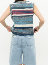 Load image into Gallery viewer, Vintage x Heathered Blue Striped Knit Vest (XS-M)