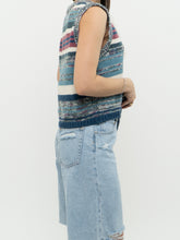 Load image into Gallery viewer, Vintage x Heathered Blue Striped Knit Vest (XS-M)