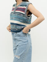 Load image into Gallery viewer, Vintage x Heathered Blue Striped Knit Vest (XS-M)