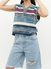 Load image into Gallery viewer, Vintage x Heathered Blue Striped Knit Vest (XS-M)