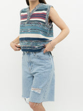 Load image into Gallery viewer, Vintage x Heathered Blue Striped Knit Vest (XS-M)