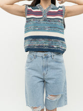 Load image into Gallery viewer, Vintage x Heathered Blue Striped Knit Vest (XS-M)