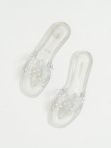 CHINESE LAUNDRY x Translucent Rhinestone Slides (8, 8.5)