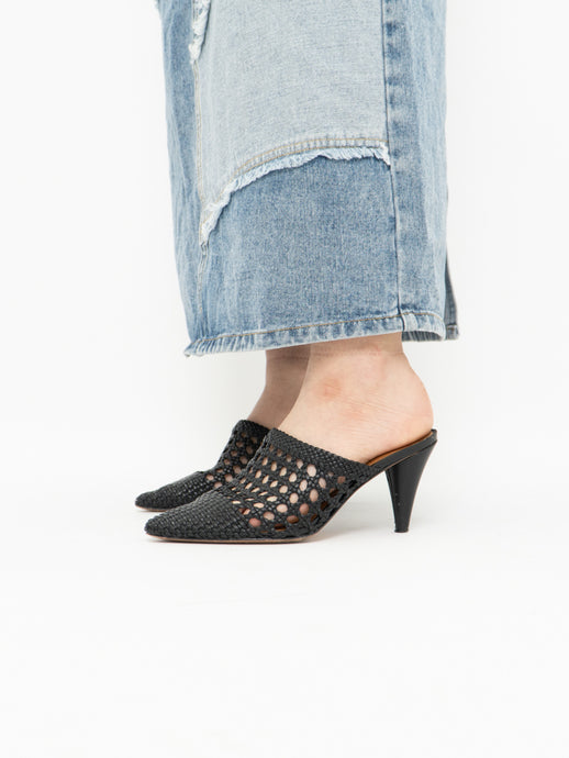 VERONICA BEARD x Black Braided Leather Mules (6.5, 7)