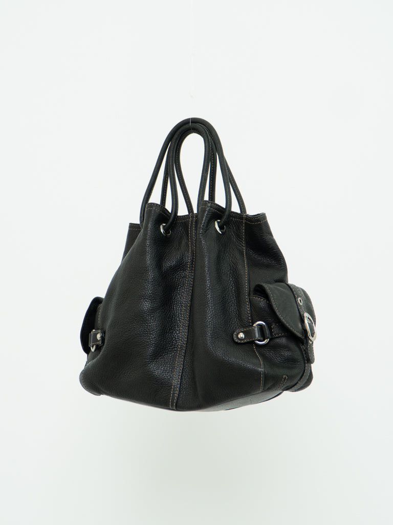 Vintage x LUCE Black Leather Cinched Purse