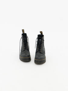 DOC MARTENS x Black Heeled Boot (7, 7.5)