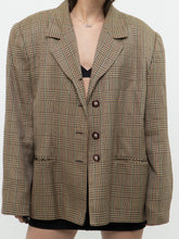 Load image into Gallery viewer, Vintage x Made in Canada x Beige Plaid Woolk &amp; Silk-blend Blazer (M, L)