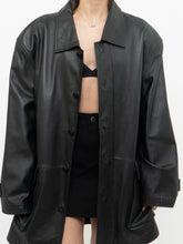 Load image into Gallery viewer, Vintage x MANGNU Black Leather Jacket (L, XL)