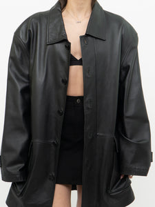 Vintage x MANGNU Black Leather Jacket (L, XL)