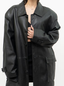 Vintage x MANGNU Black Leather Jacket (L, XL)