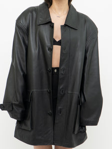 Vintage x MANGNU Black Leather Jacket (L, XL)