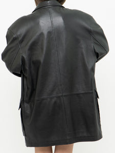 Vintage x MANGNU Black Leather Jacket (L, XL)