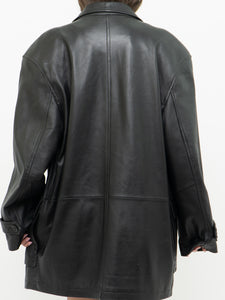 Vintage x MANGNU Black Leather Jacket (L, XL)