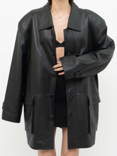 Load image into Gallery viewer, Vintage x MANGNU Black Leather Jacket (L, XL)