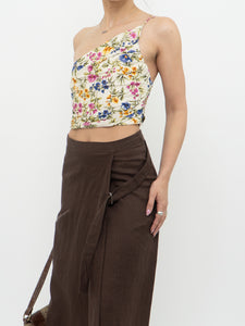 Modern x Linen, Cotton-blend Floral Assymetric Top (S, M)