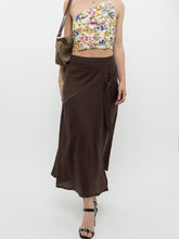 Load image into Gallery viewer, Vintage x Made in Turkey x Brown Linen Midi Skirt (XS, S)