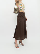 Load image into Gallery viewer, Vintage x Made in Turkey x Brown Linen Midi Skirt (XS, S)