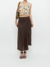 Load image into Gallery viewer, Vintage x Made in Turkey x Brown Linen Midi Skirt (XS, S)