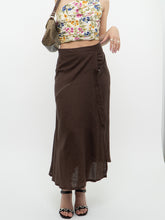 Load image into Gallery viewer, Vintage x Made in Turkey x Brown Linen Midi Skirt (XS, S)