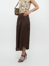 Load image into Gallery viewer, Vintage x Made in Turkey x Brown Linen Midi Skirt (XS, S)