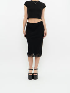 Vintage x Made in Canada x Black Lace Midi Skirt (S, M)