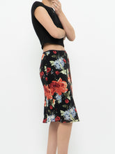 Load image into Gallery viewer, Vintage x Made in Canada x LOUBEN Black Floral Midi Skirt (XS, S)