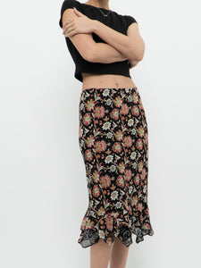 Vintage x Reversible Floral Chiffon Midi Skirt (XS, S)