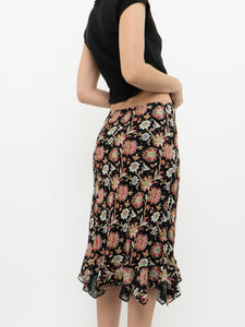 Vintage x Reversible Floral Chiffon Midi Skirt (XS, S)