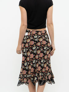 Vintage x Reversible Floral Chiffon Midi Skirt (XS, S)