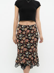 Vintage x Reversible Floral Chiffon Midi Skirt (XS, S)