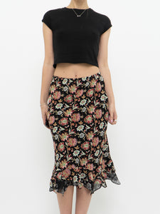 Vintage x Reversible Floral Chiffon Midi Skirt (XS, S)