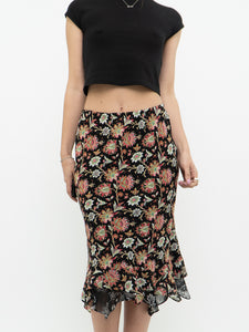 Vintage x Reversible Floral Chiffon Midi Skirt (XS, S)