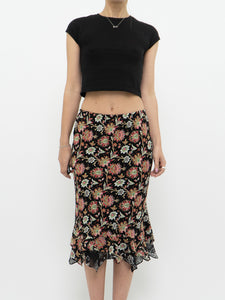 Vintage x Reversible Floral Chiffon Midi Skirt (XS, S)